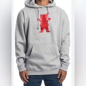Grizzly Griptape OG Bear hoodie in heather grey with a red bear logo size S